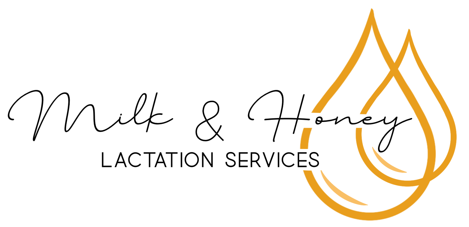 Logo for lactation services, featuring script 