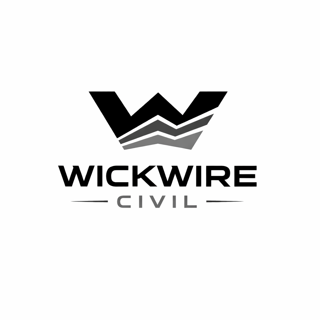 The logo for Wickwire Civil features a stylized black letter "W" over the company name in black and grey text.