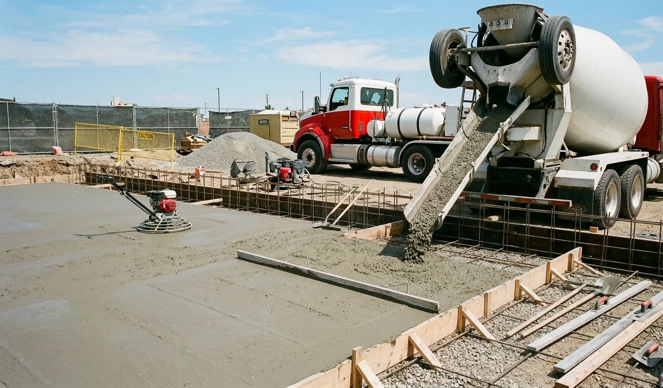 A man is operating an excavator on a construction site.