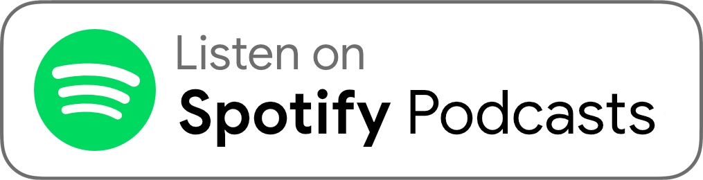 Spotify Podcasts button with green Spotify logo and black text on a white rounded rectangle