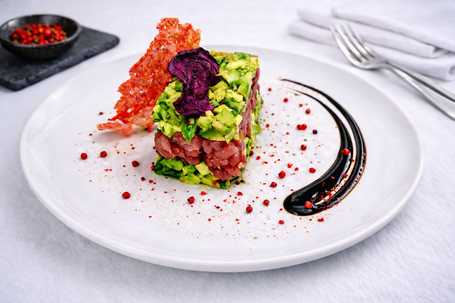 Tartare di tonno rosso con avocado.
