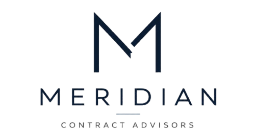 Meridian Contract Advisors logo with a stylized navy “M” above the company name on a white background