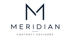 Meridian Contract Advisors logo with a stylized navy “M” above the company name on a white background