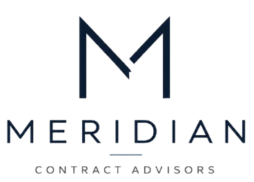 Meridian Contract Advisors logo with stylized navy “M” above the company name on a white background
