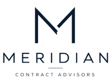 Meridian Contract Advisors logo with stylized navy “M” above the company name on a white background