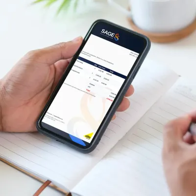 Customer reviewing a Sage Facilities quotation on a mobile phone