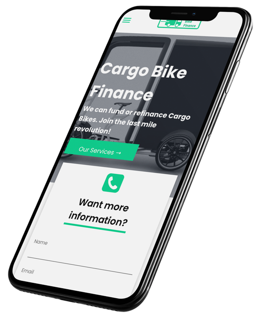 image of a mobile phone with the taxi finance direct website on the screen