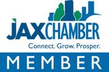 Jax Chamber logo with skyline, text