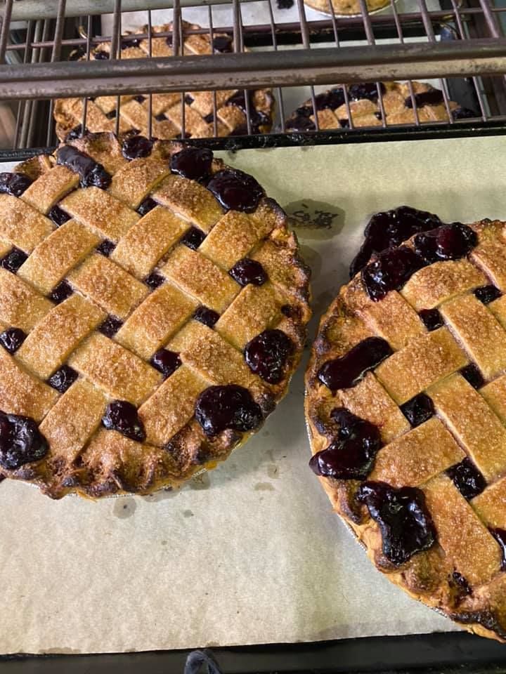 Two blueberry pies 