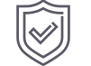 A shield with a check mark on it.