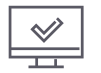 A computer monitor with a check mark on the screen.