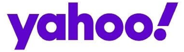 A purple yahoo logo on a white background