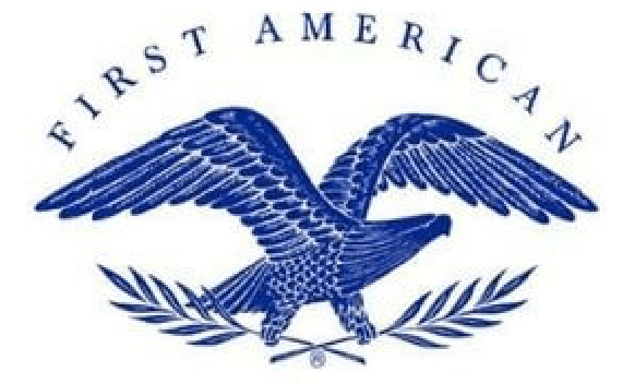 A blue eagle with a laurel wreath and the words first american