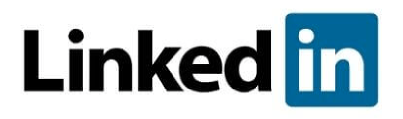 A blue and white logo for linkedin on a white background
