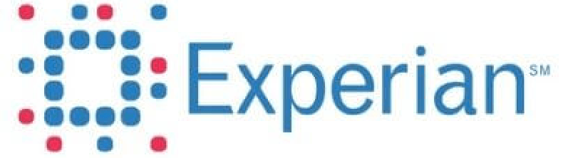 A blue and red experian logo on a white background