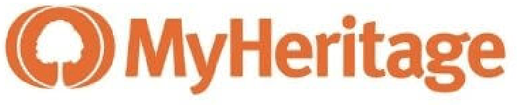 A close up of the myheritage logo on a white background