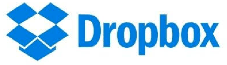 A blue dropbox logo on a white background