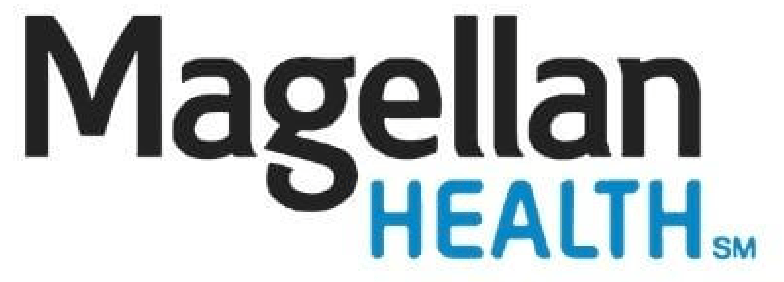 The magellan health logo is black and blue on a white background.