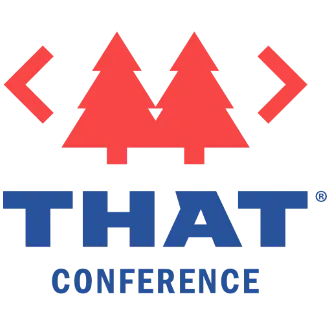 A blue and red logo for the that conference