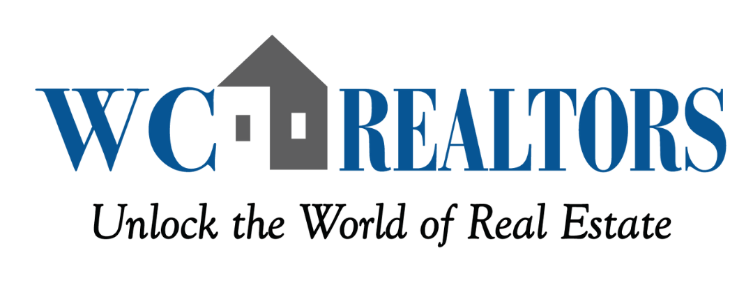 The logo for wc realtors unlock the world of real estate