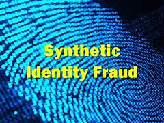 A blue fingerprint with the words `` synthetic identity fraud '' written on it.