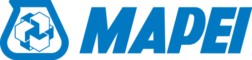 Logo MAPEI bleu avec une icône hexagonale blanche à l'intérieur d'une forme de goutte d'eau bleue