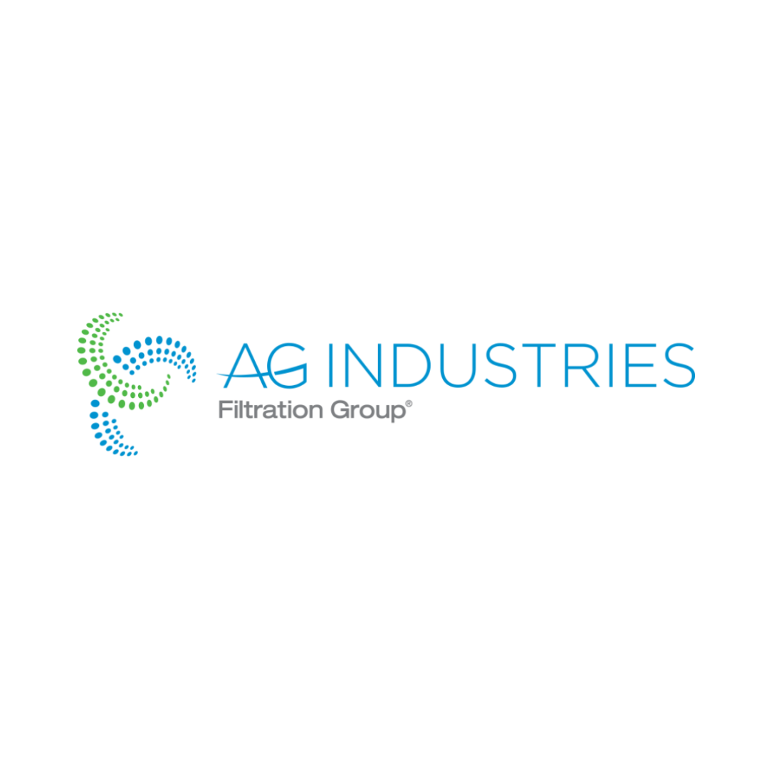 The logo for ag industries filtration group is blue and green.