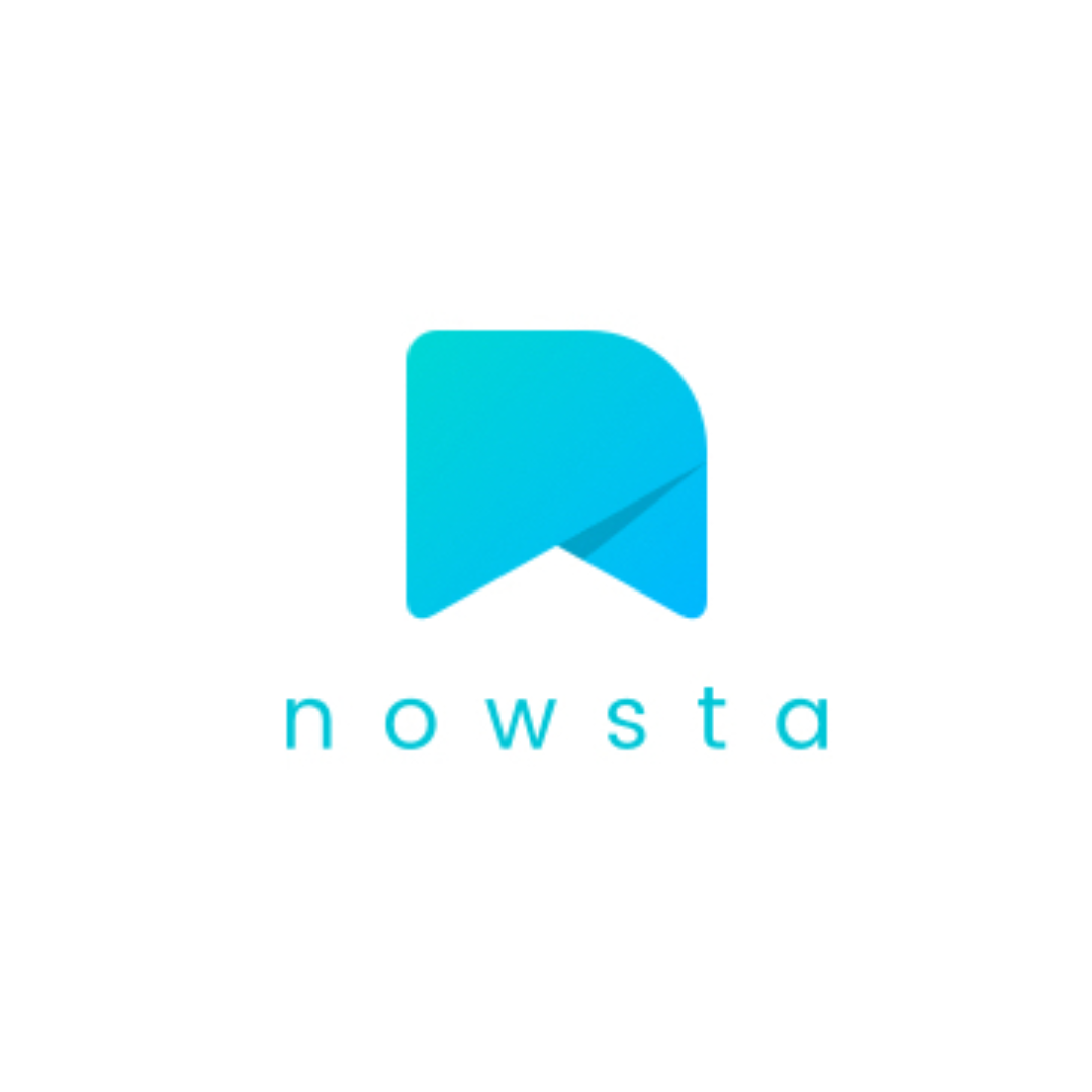 A blue logo with the letter n on it
