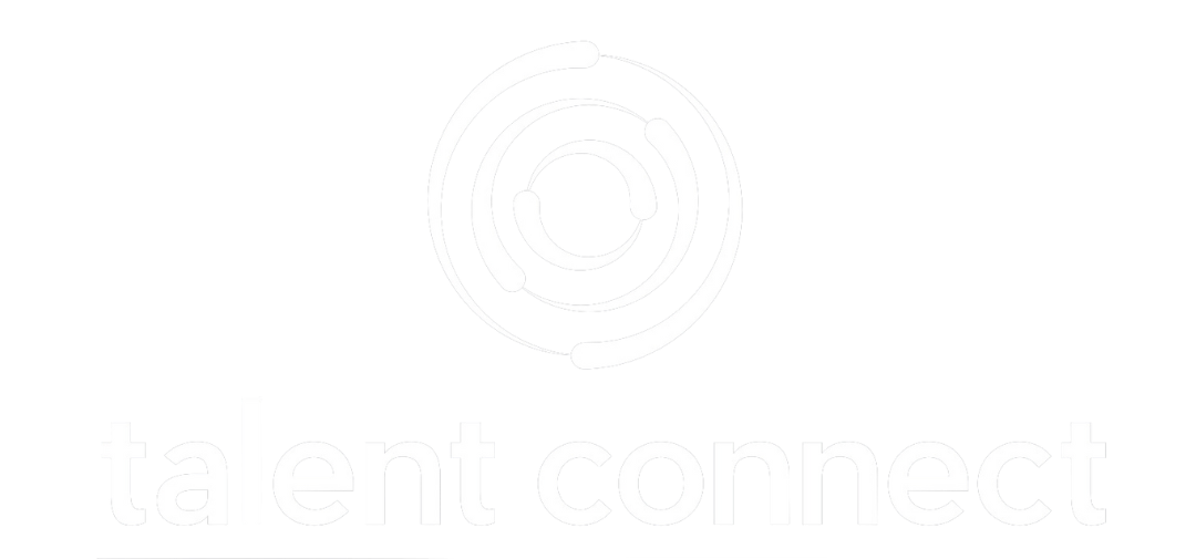A white logo with a circle in the middle on a white background.