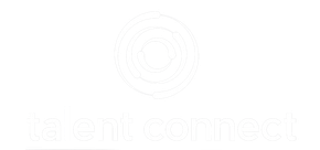 A white logo with a circle in the middle on a white background.