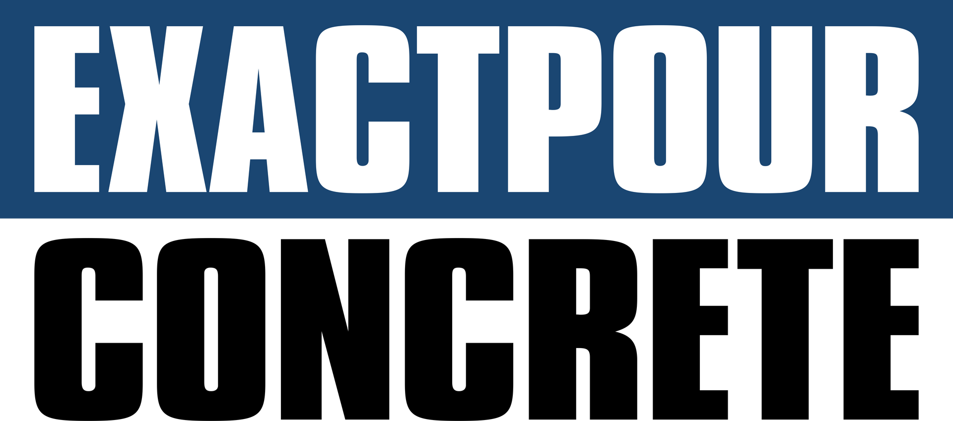 Logo for ExactPour Concrete: white text Logo for ExactPour Concrete: white text