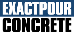 Logo for ExactPour Concrete: white text 