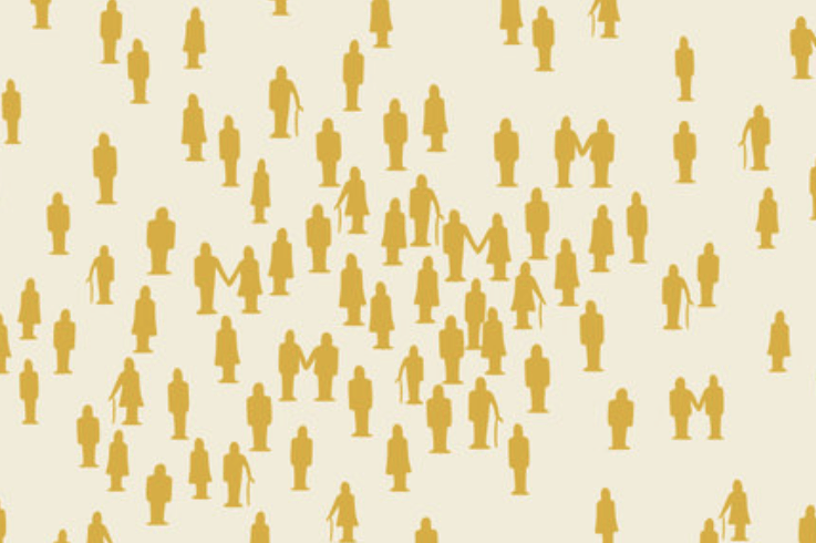 Shadow of multiple people gathering