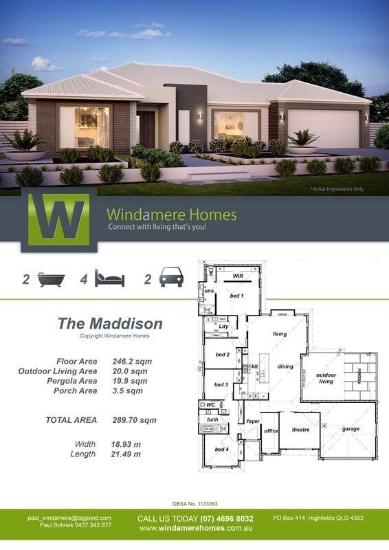 The Maddison Floor Plan— Windamere Homes in Highfields, QLD