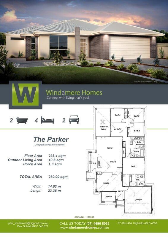The Parker Floor Plan — Windamere Homes in Highfields, QLD