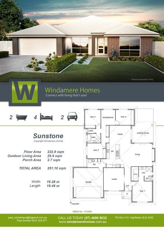 Sunstone Floor Plan — Windamere Homes in Highfields, QLD