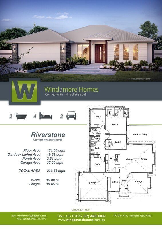 Riverstone Floor Plan — Windamere Homes in Highfields, QLD