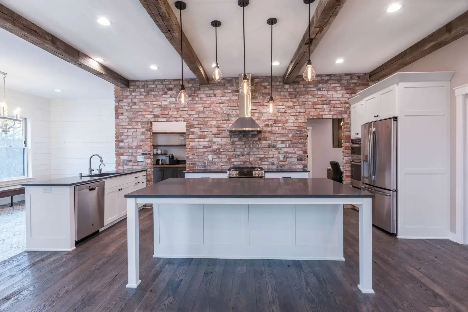 Kitchen With Brick Wall Accent