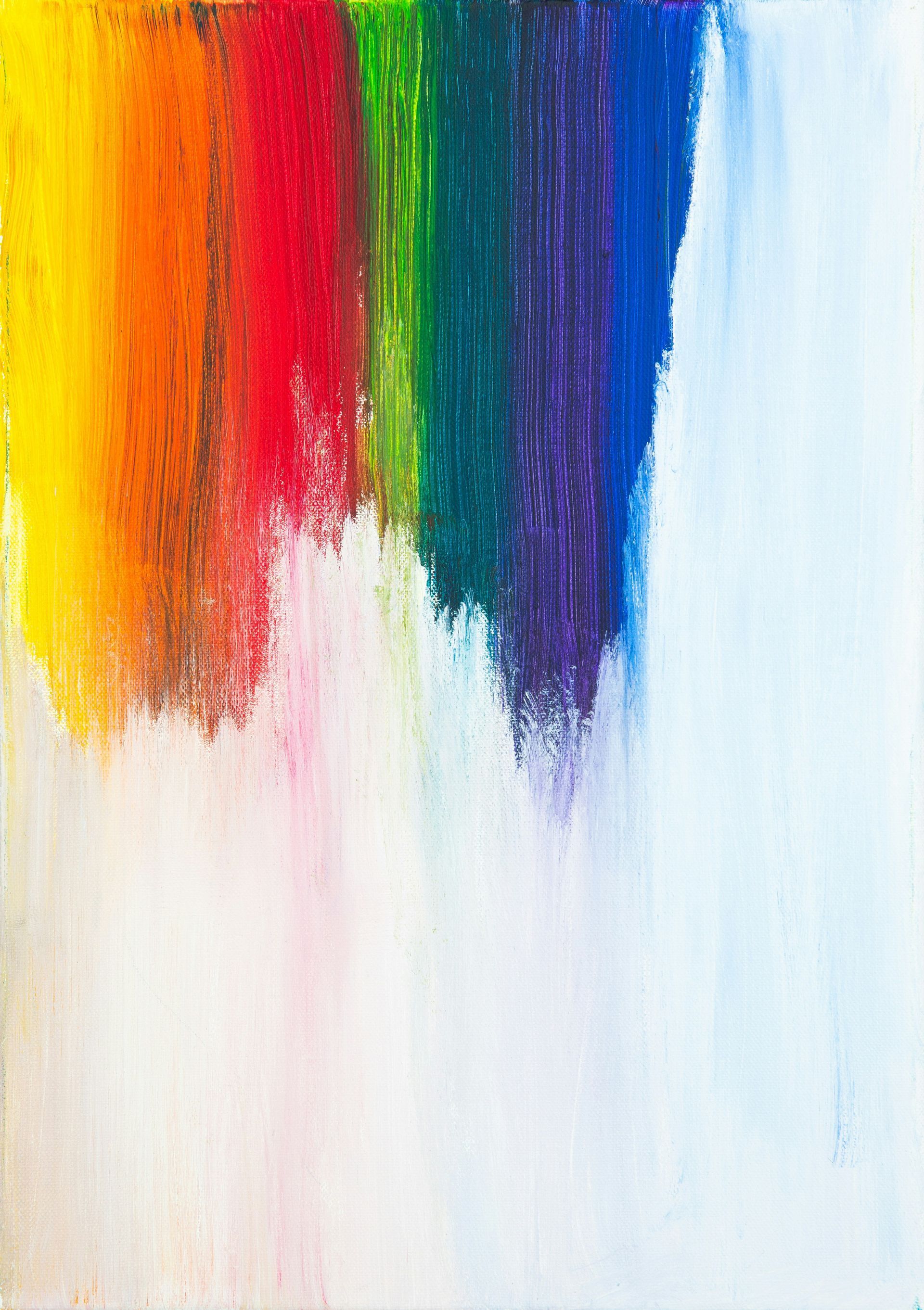 A close up of a colorful painting on a white background.
