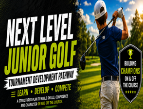 Golf instructor guiding a student's stance on the course