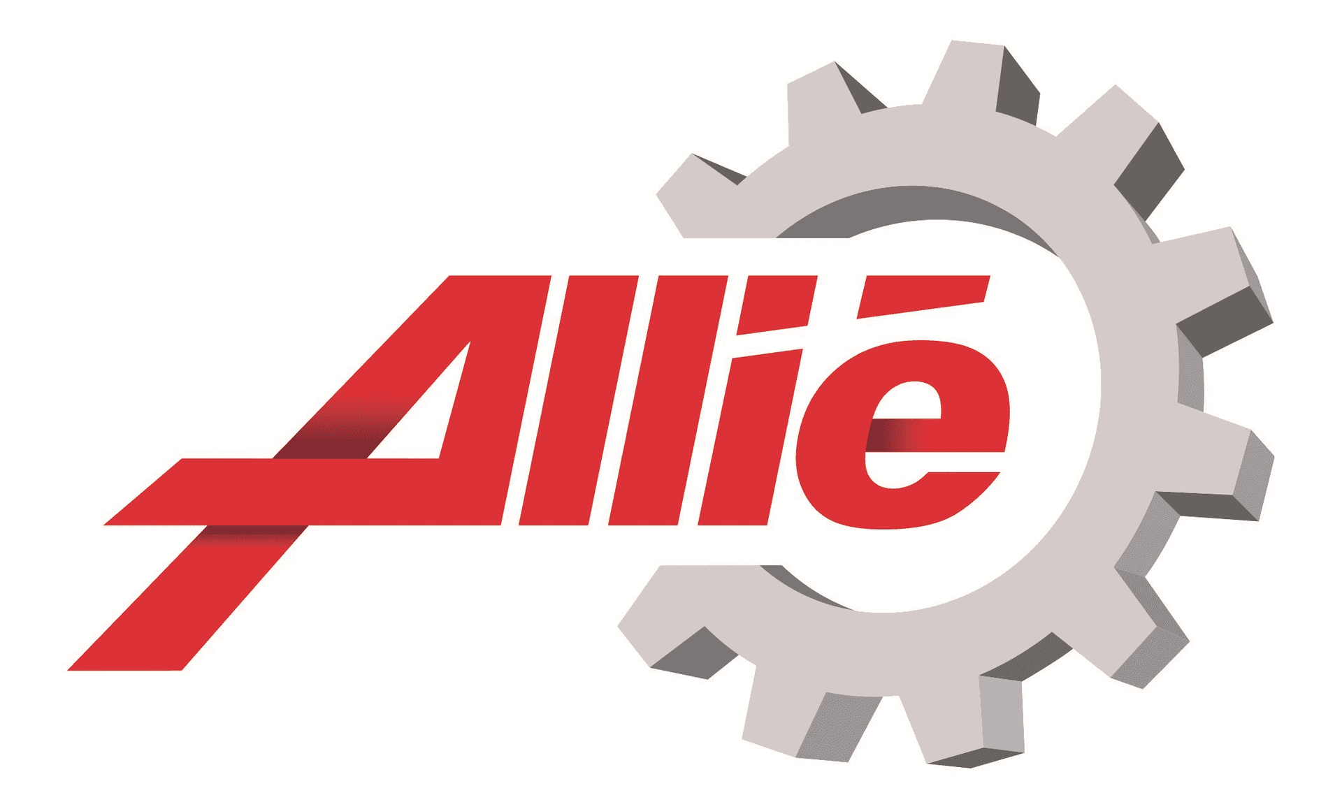 Logo rouge &laquo; Alli&eacute; &raquo; avec un cercle blanc &agrave; l'int&eacute;rieur d'un engrenage gris.