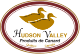 Un logo pour les produits de la vallée de l'Hudson de canard avec deux canards dessus