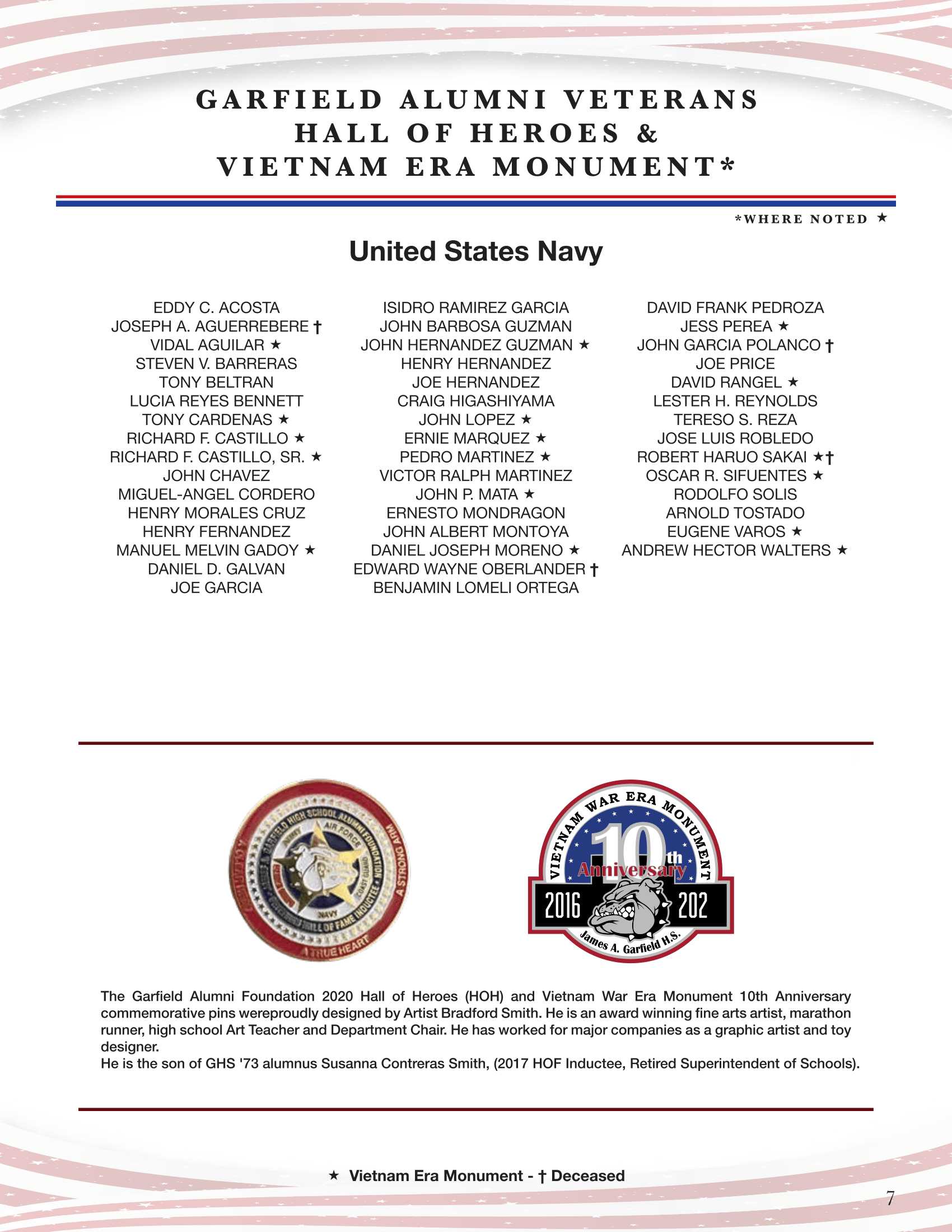 Garrison Alumni Veterans Hall of Honor Vietnam War Veterans tribute poster with names and seals