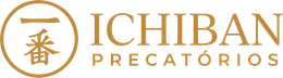 Logotipo da Ichiban Precatorios, com um caractere japonês dentro de um círculo. O texto é dourado.