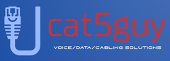 A logo for cat5guy voice data cabling solutions