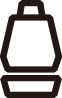 A simple black line icon of a car seat, featuring a backrest and seat cushion.