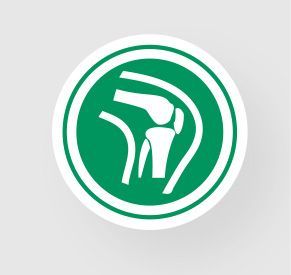 Green circular icon with a white abstract human figure reaching upward inside concentric rings