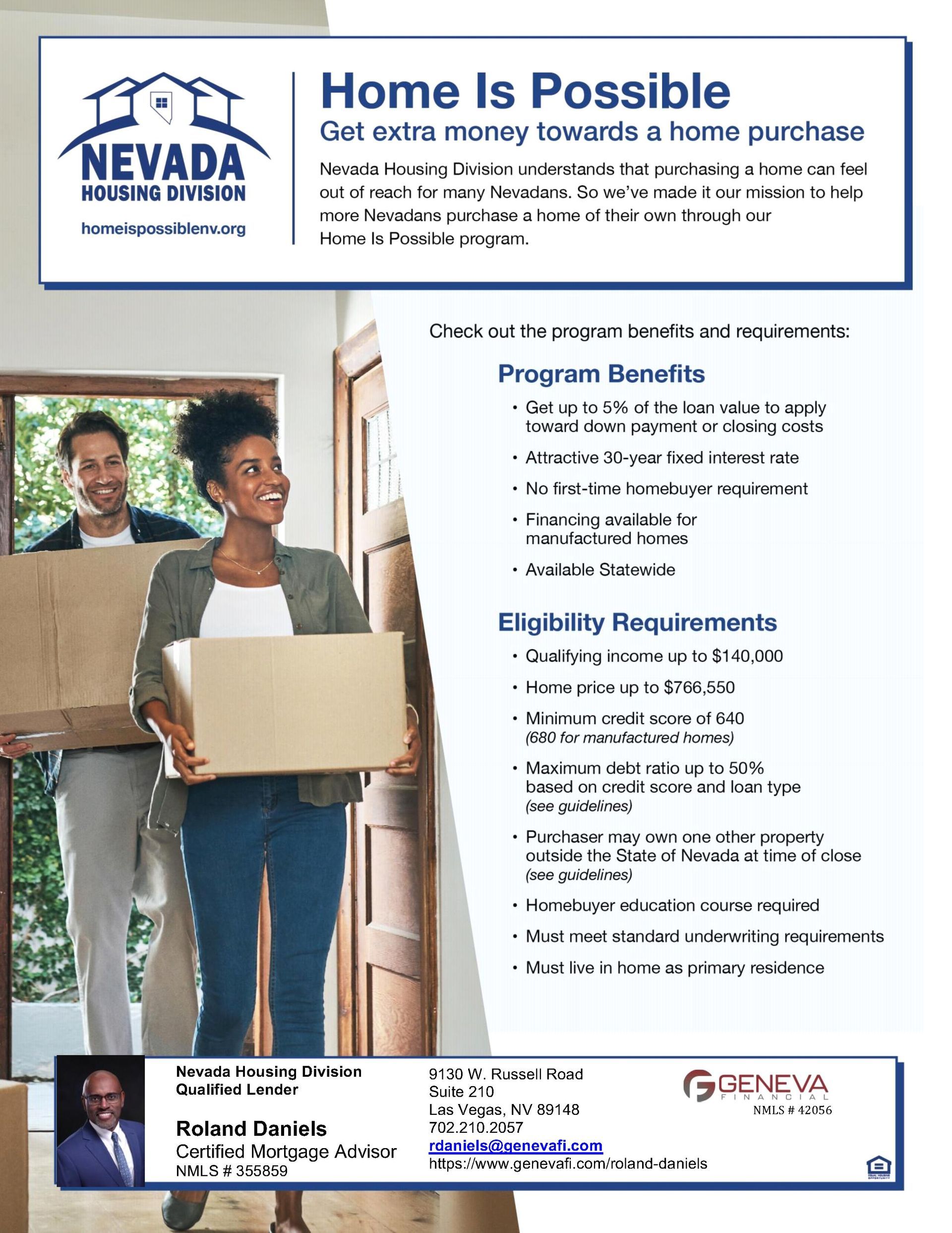 Nevada Housing Division flyer for 