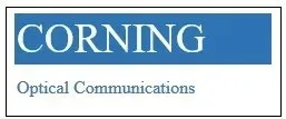 Logo for Corning Optical Communications, with the word 