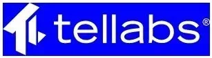 Tellabs logo on a blue background.